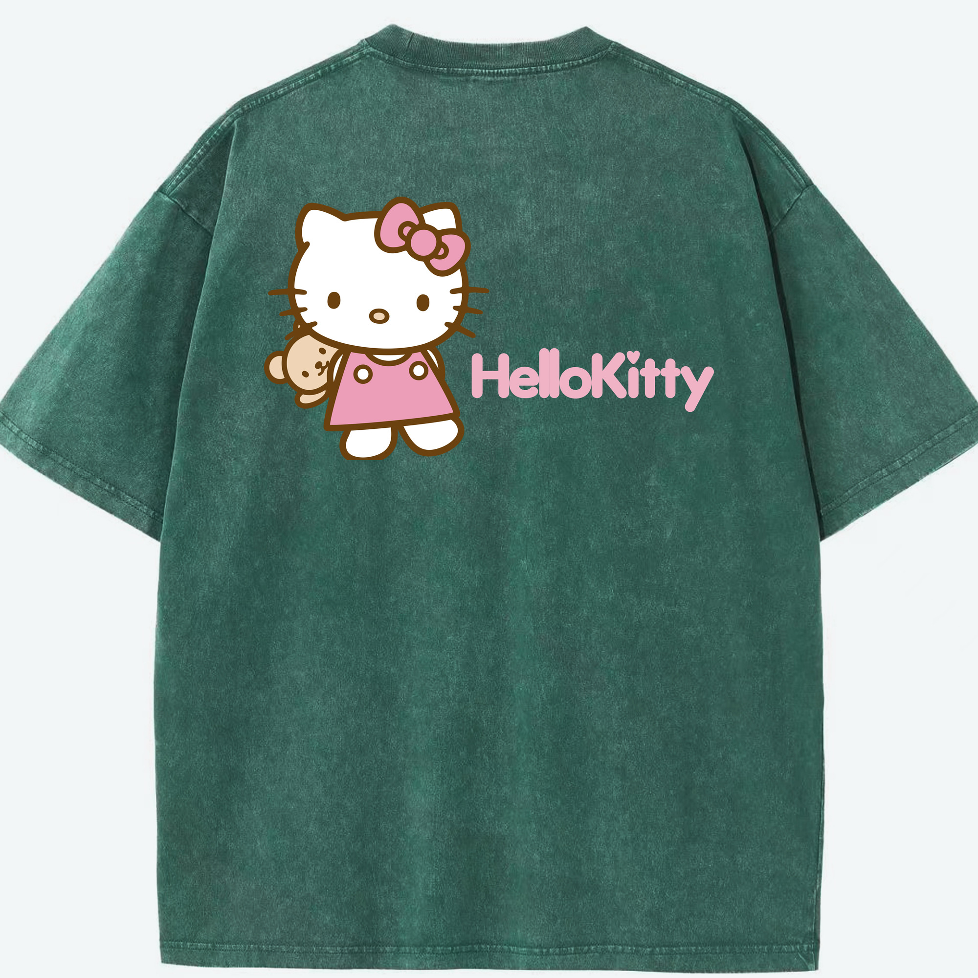 （画像用） Hello Kitty ハローキティ 綿100% ヴィンテージ風 半袖Tシャツ（背面プリント）